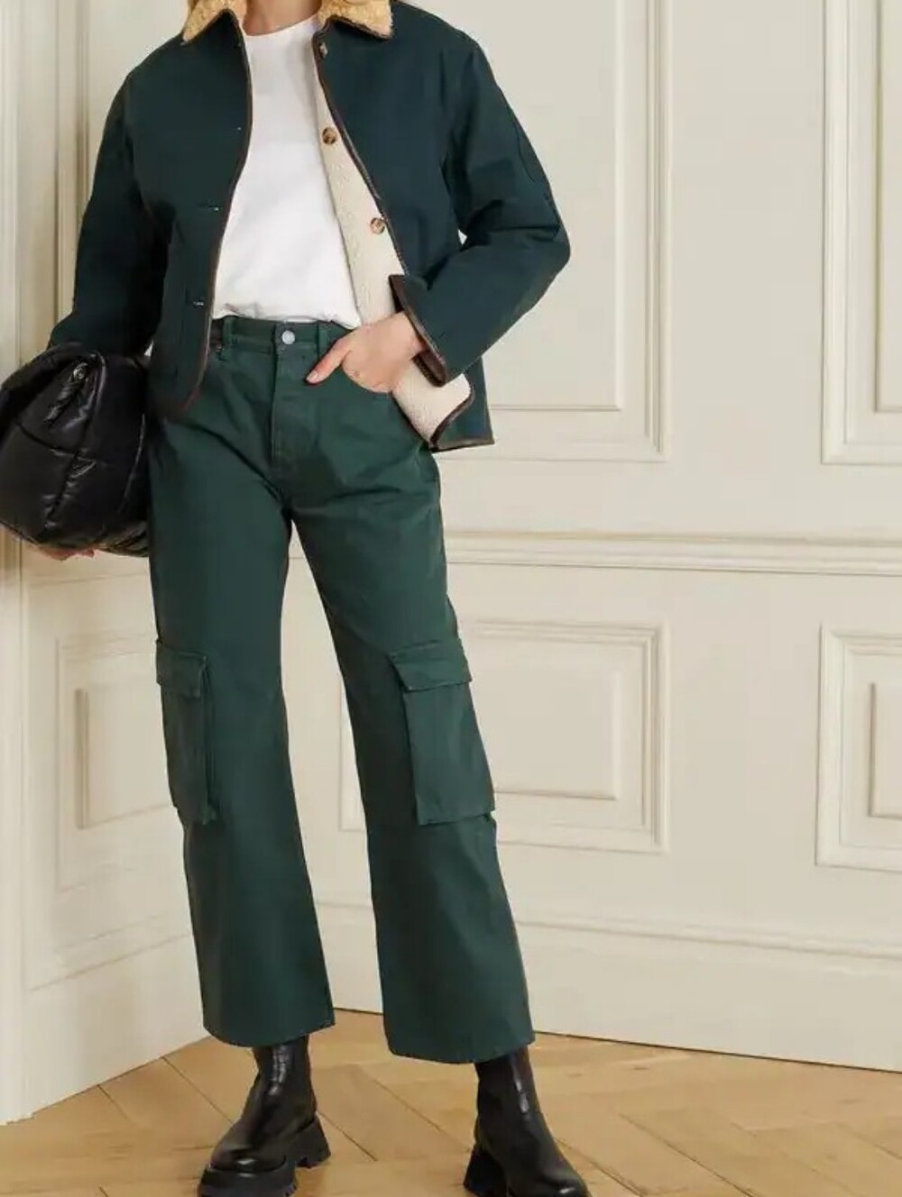 Still Here New York Charlie Dark Green Straight Leg Cargo Utility Jeans